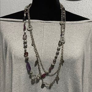 Premier Designs “Passionista”Silver and Purple Multi-Strand Necklace